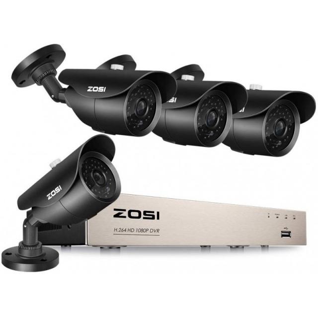 ZOSI 1080P 보안 카메라 시스템 4 채널 2.0MP 총탄 카메라와 1 CCTV DVR의 8 채널 HDMI 4 없음 HDD없이, 단일상품, 단일상품