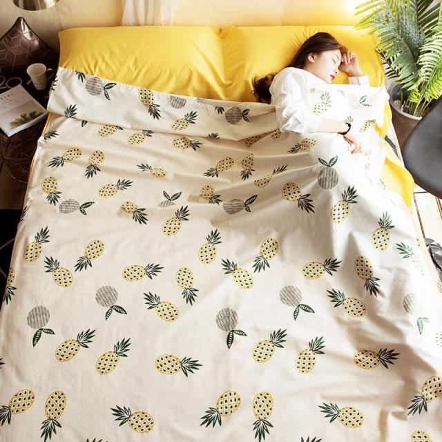 순면 호텔 간헐 침낭 어른 휴대용 여행여행 기차 침대칸 신기 더블 초경량 출장 시트, J파인애플 양면 순면 침낭