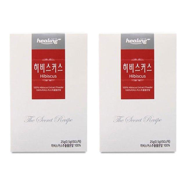 힐링 히비스커스분말50포x2박스 HCA풍부 식물성에스트로겐 다이드제인 꽃잎 차 분말 티 갱년기증상완화, 2box, 50포