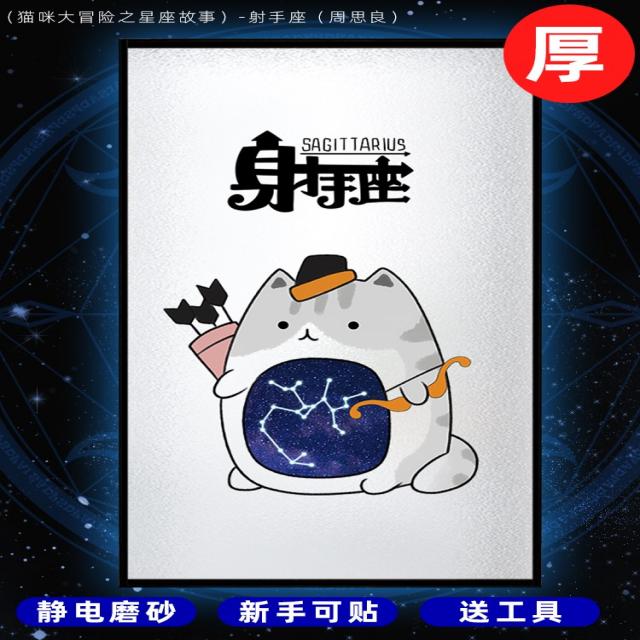 시트지 노출방지 유리 종이 햇빗가리기 보호필름 샌딩 정전기 도어 열두 별자리 창호스티커, A9 사수자리 （주도면밀하게 고려하다