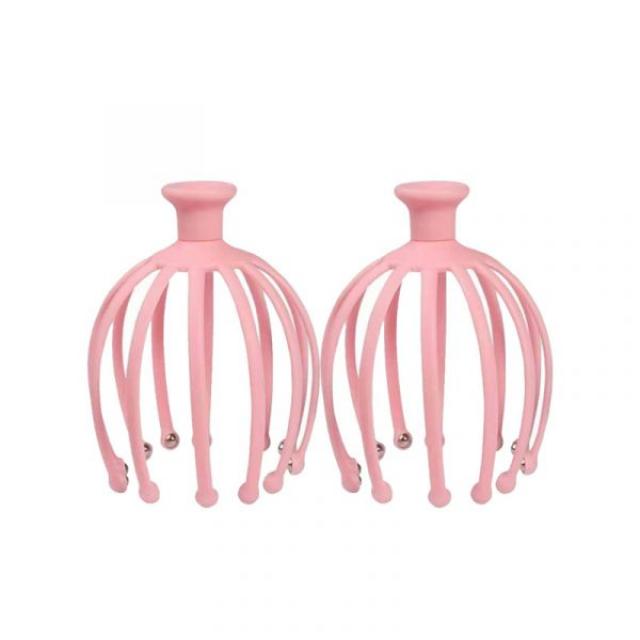 앞뒤가능 마사지건 두피가려울때 셀프마사지도구 시원한마사지 두피샴푸브러쉬 탈모에도움되는 두피각질제거하기 부모님마사지해주기 두피마사지기 문어발 공부하다사용하는 조용한 셀프로근육풀기, 단일사이즈, 멀티볼 핑크2개