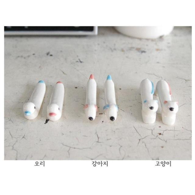 신혼선물 딱 귀여운 동물 수저받침 자기받침 한식집수저받침, 고양이