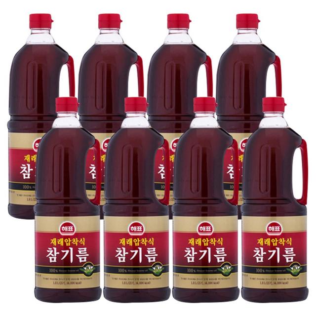 해표 재래 압착식 참기름 1.8Lx8개, 1세트