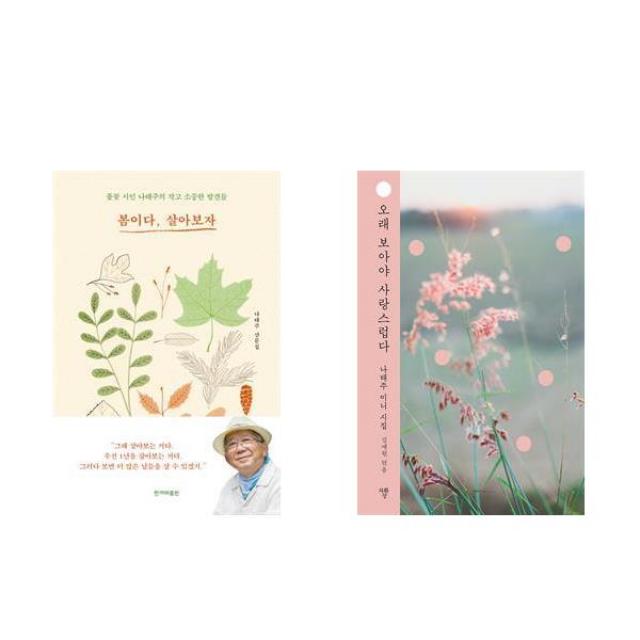 봄이다, 살아보자 (에세이) + 오래 보아야 사랑스럽다 (미니 시집) - 나태주 작가 2권세트, 단일상품