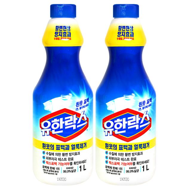 [신세계TV쇼핑](유한양행) 유한락스 흰옷표백용 1L x 2개, 2개, 1L