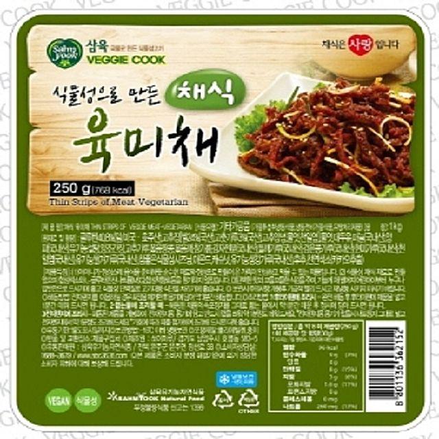 채은마켓 삼육 식물성으로 만든 채식육미채250g-냉동채식고추장 채식밀불구이 채식너겟 채식곡물고기 채식콩햄, 1