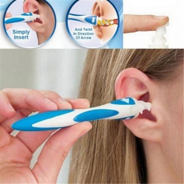부드러운 실리콘 팁 장착 회전식 이어 클리너 안전한 귀지 제거 도구 단순히 귀지를 잡고 추출