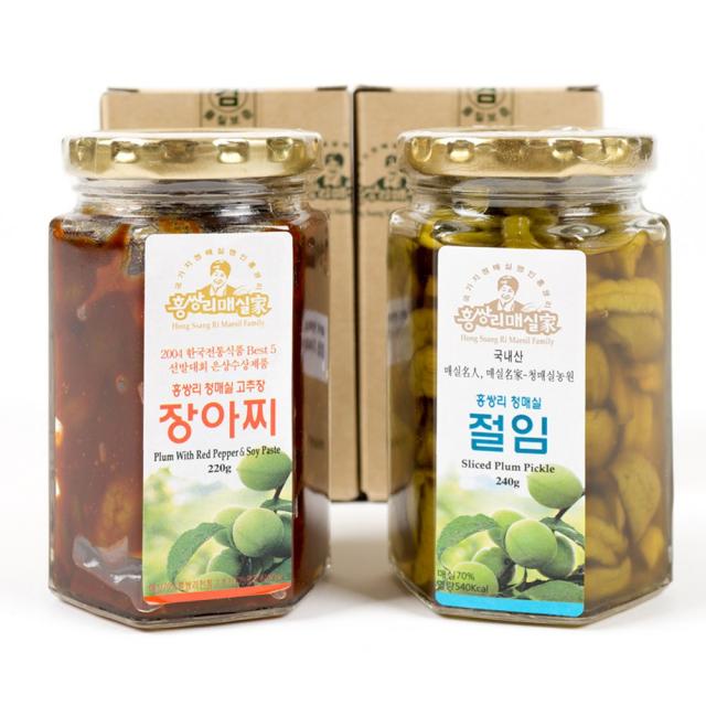 홍쌍리 청매실농원 유기농매실 고추장장아찌220g+매실절임240g 2병