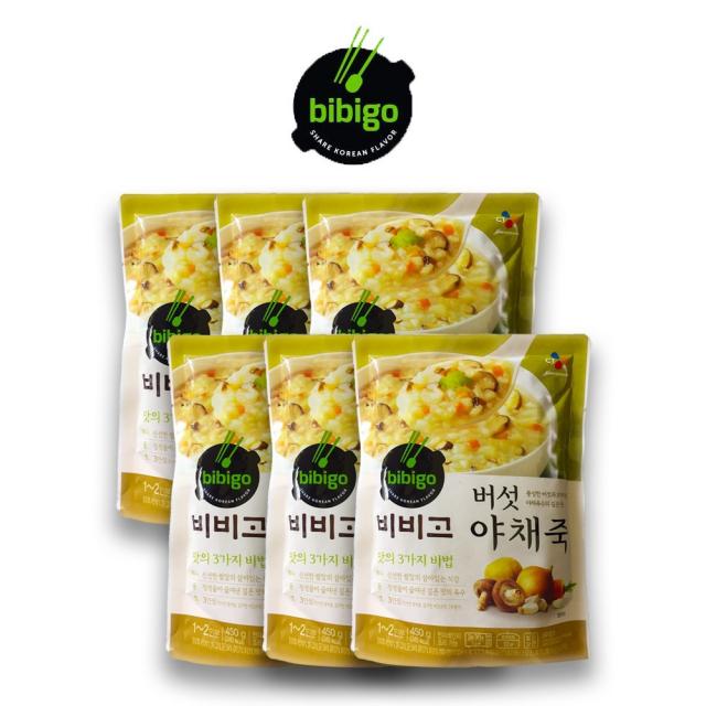 CJ 비비고 버섯야채죽 450g, 6개