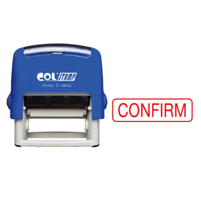 [사무피아] 자동스탁/CONFIRM/C-0822 -날인:14×38mm/청색스탬프, 1개, 청색
