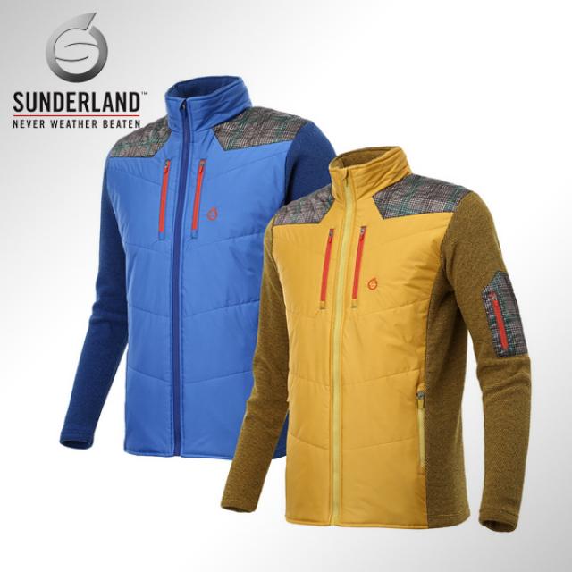 선덜랜드 [Sunderland Of Scotland] 남성 풀집업 인웨어아웃웨어 체크포인트 패딩점퍼자켓 - 164, 머스타드
