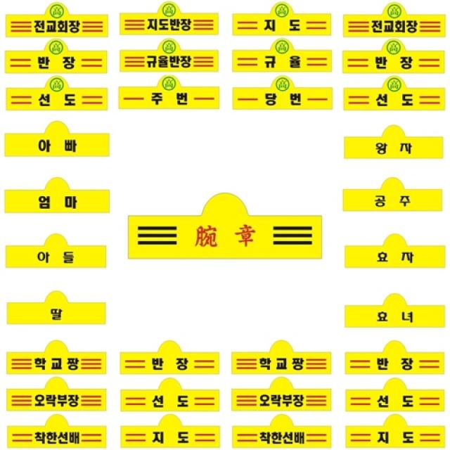 추억나라 [판매] 국산완장 옛날교복 완장 반장 선도 전교회장 학교짱 주번 당번 등 52종이상 옵션선택형