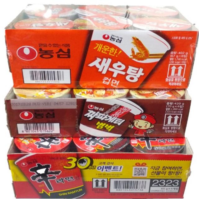 농심 신라면컵 6개 + 짜파게티범벅 6개 + 새우탕컵면 6개, 18개입