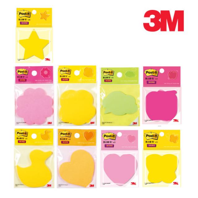 3M 포스트잇 강한점착용 다이컷 모양 노트 9종 택1, 나비, 45장×1패드