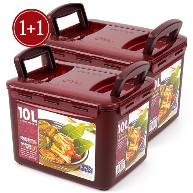 락앤락 플라스틱 직사각 원핸들 김치통 HPL890WN, 10L, 2개