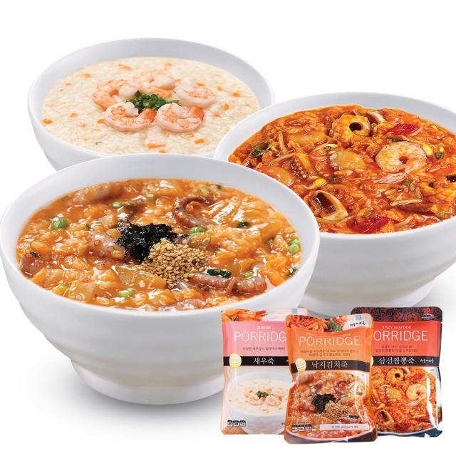 CS004 서울마님죽 낙지김치죽+삼선짬뽕죽+새우죽 set, 500g, 1세트