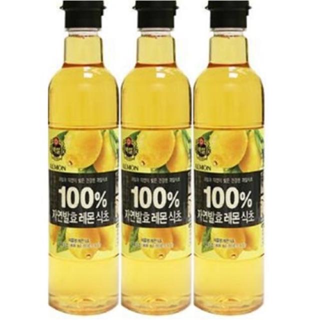 (상온)cj제일제당(주) 100%자연발효 레몬식초, 3개, 800ml