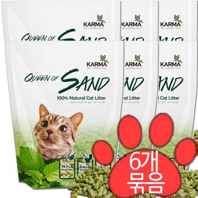 카르마 퀸오브샌드 녹차 고양이 모래, 7L, 6개