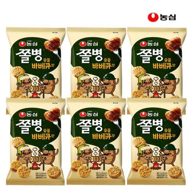 농심 쫄병스낵 바베큐맛, 90g, 6개