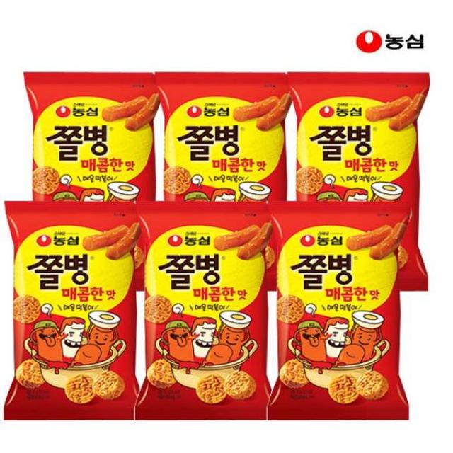 농심 쫄병스낵 매콤한맛, 90g, 6개