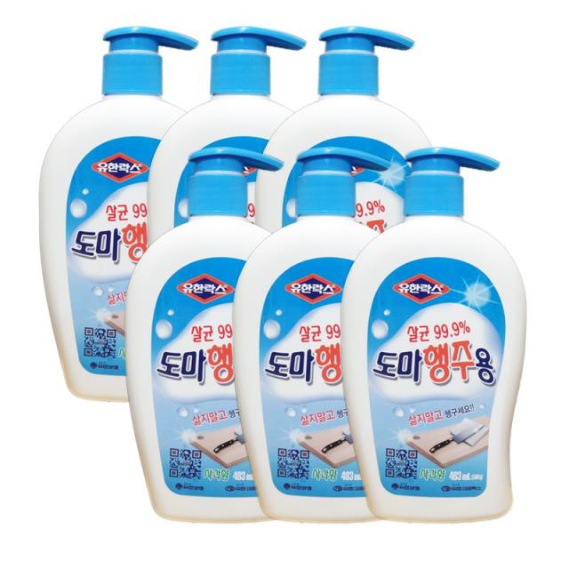 유한락스 도마 행주용 세제, 483ml, 6개