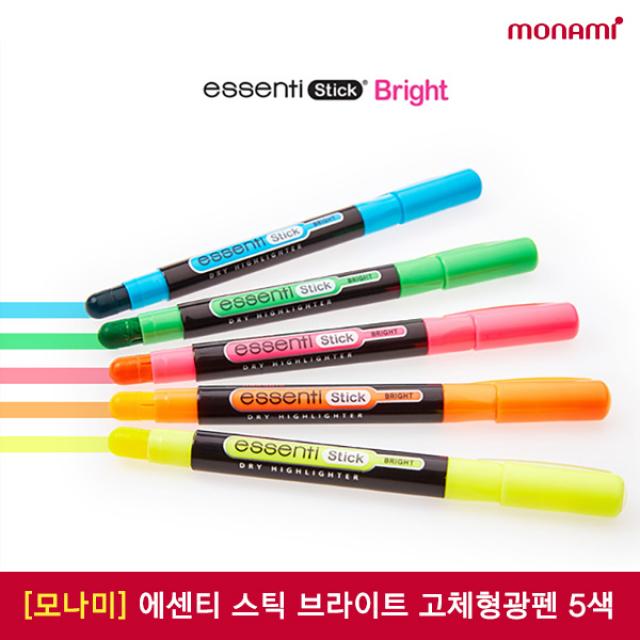 모나미 에센티 스틱 브라이트 고체형광펜 5색 낱개, 05_브라이트 하늘