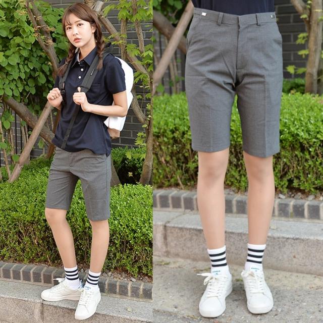 허리조절 스판 진그레이 교복 반바지 여자