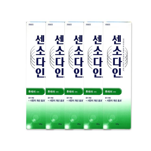 센소다인 후레쉬 치약, 120g, 5개