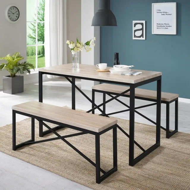 프리메이드 스테이블 테이블+벤치의자set 식탁 테이블 테이블+벤치의자*2set