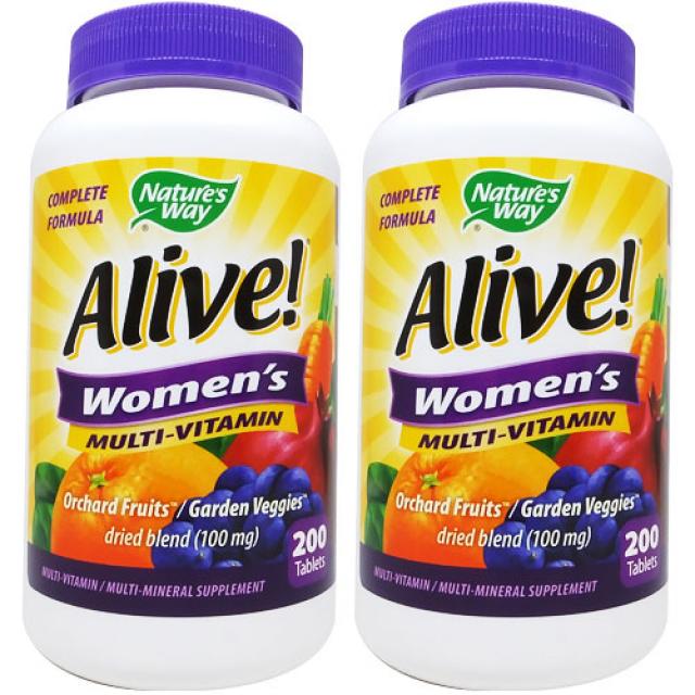 Nature's Way 2병 Alive Womens 여성용 얼라이브 대용량 200 Tablets