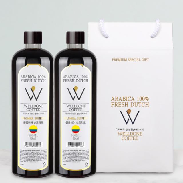 웰던커피 더치커피 콜드브루 선물세트 500ml, 13_2병용선물세트 콜롬비아슈프리모+콜롬비아슈프리모