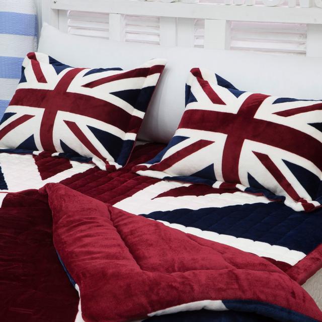 무궁화수예 유니언잭 밍크 극세사이불 패드 베개커버 솜 각각선택, 레드