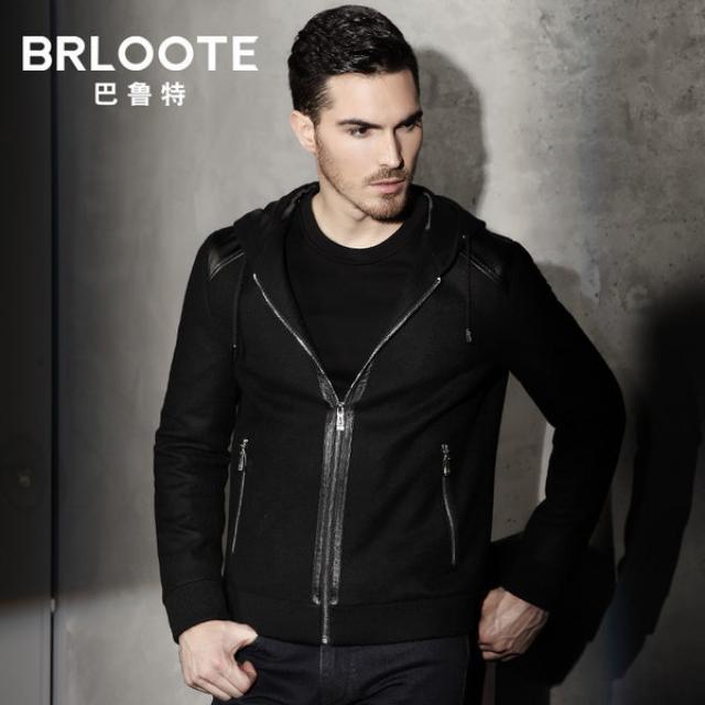 Brloote / 발룻 영국 패션 남성의 울 재킷 남성 슬림 후드 재킷 새로운 가을과 겨울 옷