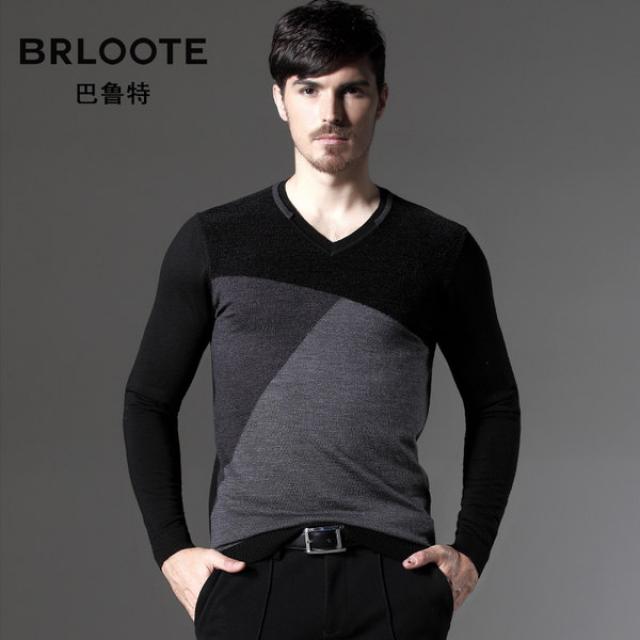 잉글랜드 위험 회피 Brloote / 발룻 남성의 순수 양모 스웨터 남성 슬림 얇은 섹션 V 넥 스웨터 스웨터
