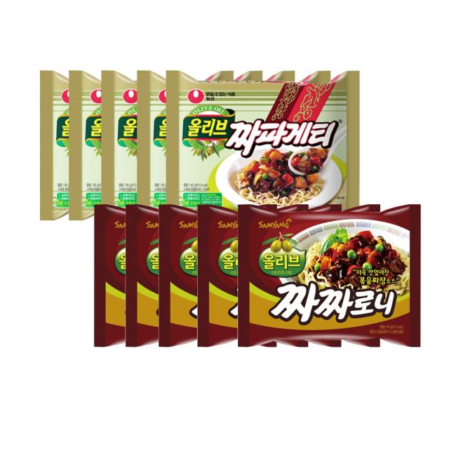 삼양 짜짜로니 5개 + 농심 짜파게티 5개 1개