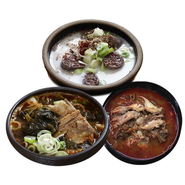 3품목 9봉 우거지갈비탕3 닭개장3 순대국3, 5250g