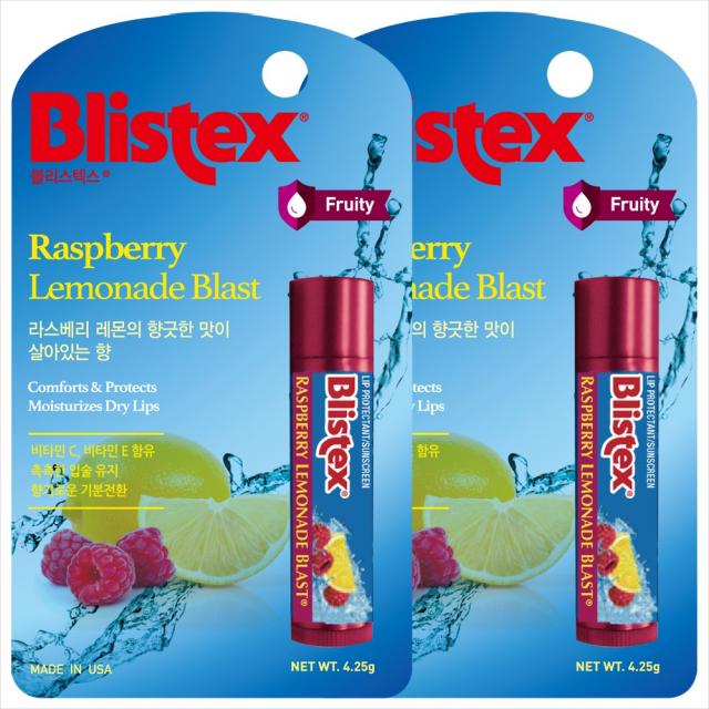 Blistex 블리스텍스 라스베리레몬x2개 프리미엄 과일 립글로즈 수입 립밤 보습/케어, 2개, 레몬향