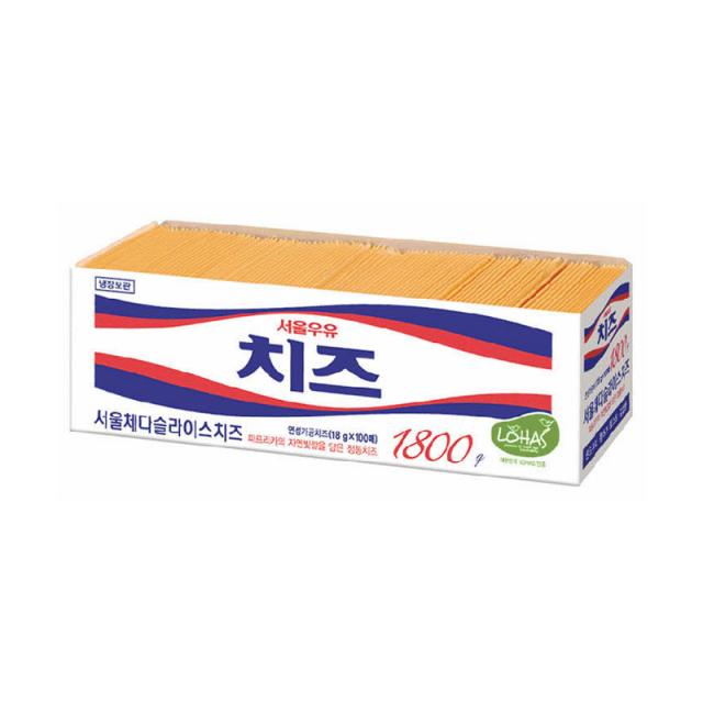 서울우유 서울 체다 슬라이스치즈 100매, 1800g, 1개