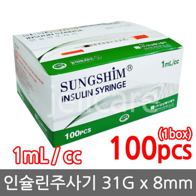 성심메디칼 성심 인슐린 주사기 1cc 31G 8mm 100개입, 1개