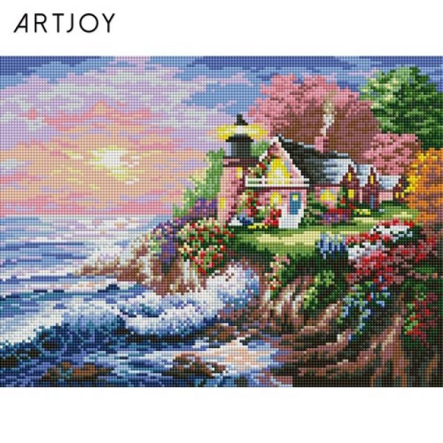 아트조이 DIY 보석십자수, H-11 석양에 물든 등대