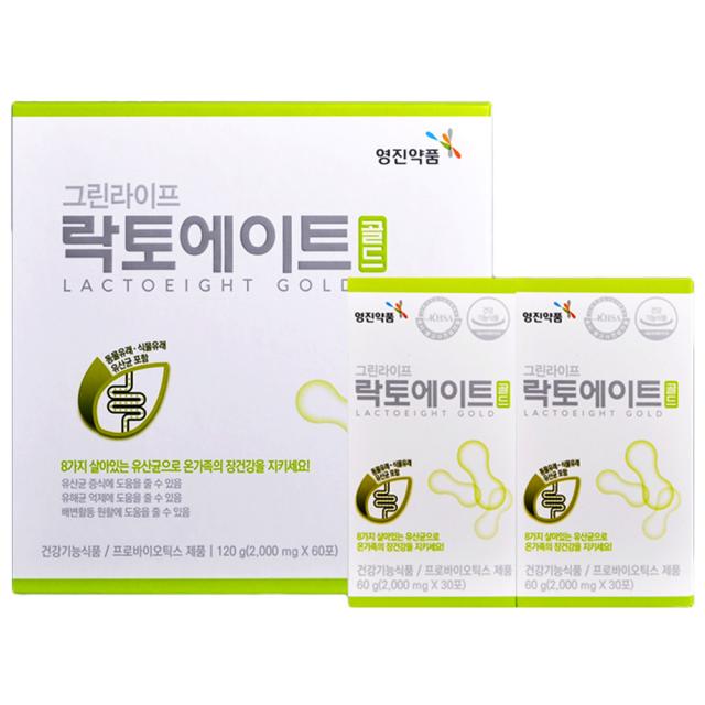 영진 락토에이트골드 60포(황사마스크증정) 분말타입 아이들이 좋아하는 맛 프로바이오틱스 생 유산균 변비해소 다이어트, 1개