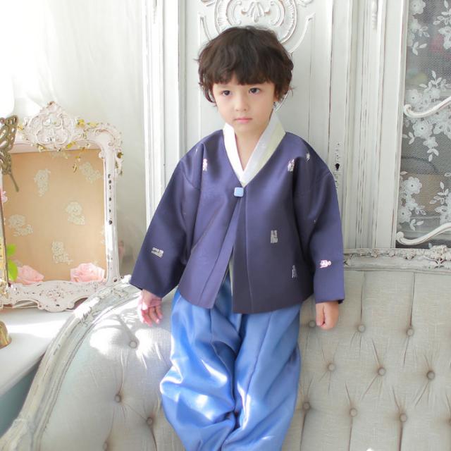 도담도담 은박 마고자 곤색 남아한복 아기한복 돌한복 아동한복(1-8호)