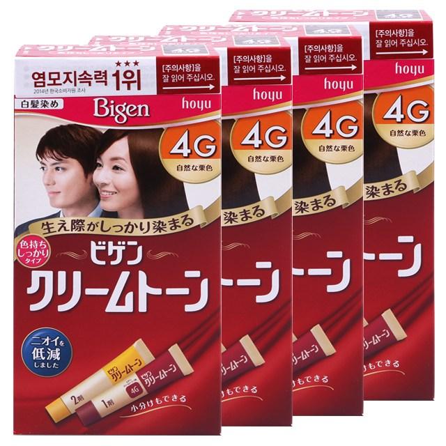 비겐 크림톤 염색약, 4G 자연밤색, 4개