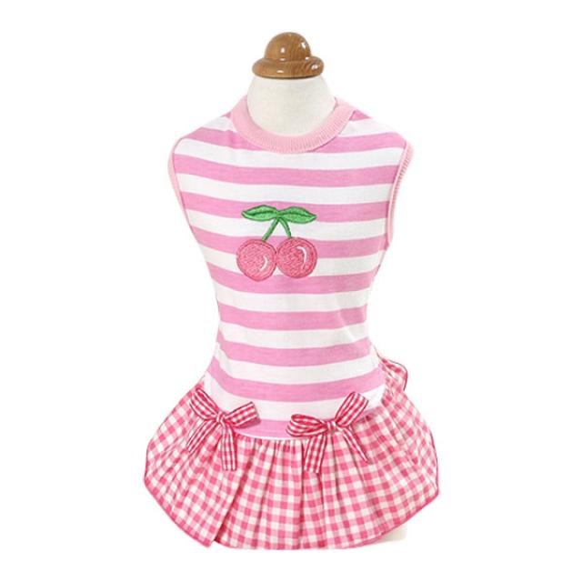 개탄고양이 핑크체리 애견치마 강아지옷