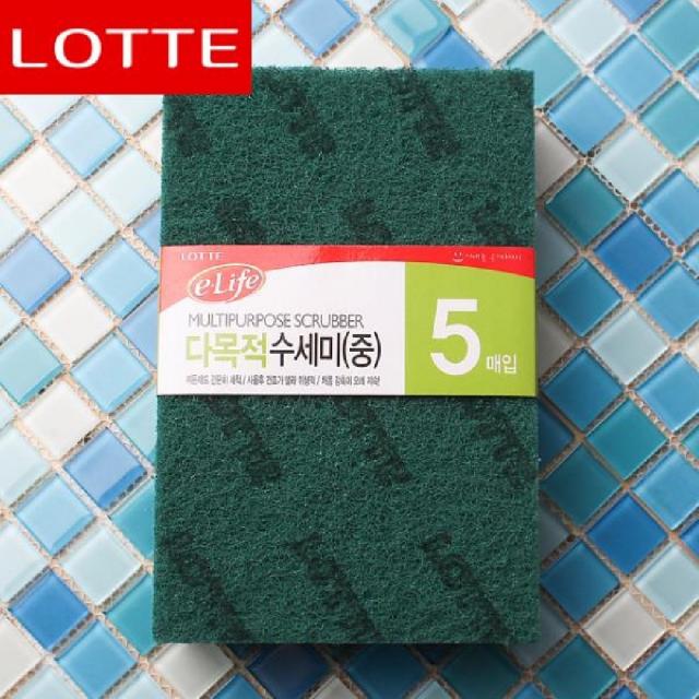 롯데알미늄(주) 5p 심플 다목적 수세미(중) (13cmx20cm)1개 수세미 초록수세미 설거지초록수세미 설거지수세미 다용도수세, 단일상품, 단일상품