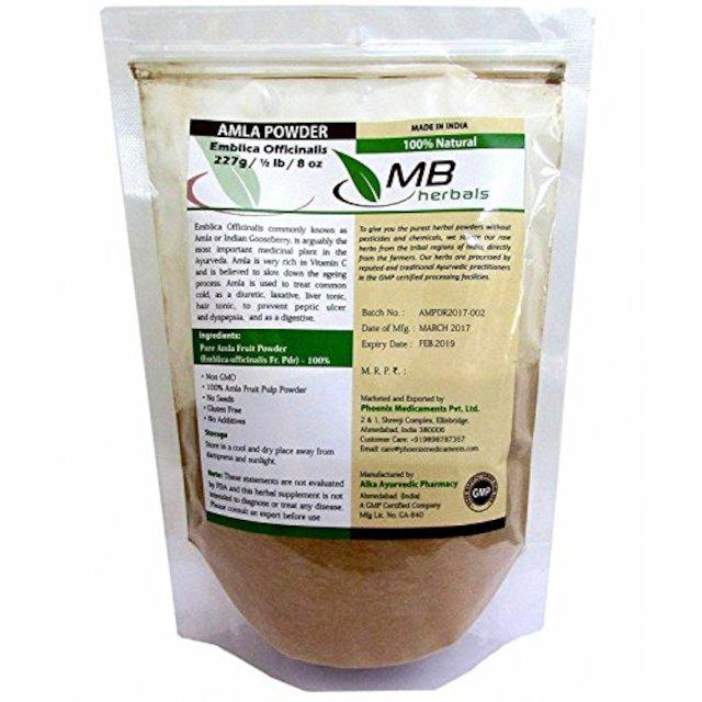 MB Herbals 순수한 Amla 분말 227g / 1/2 lb / 8 oz / 0.5 LB - 100 % 순수 - 유기적으로 자란, 단일상품