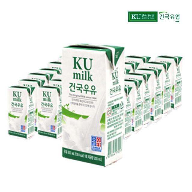 건국유업 건국우유 멸균우유 200ml, 1박스