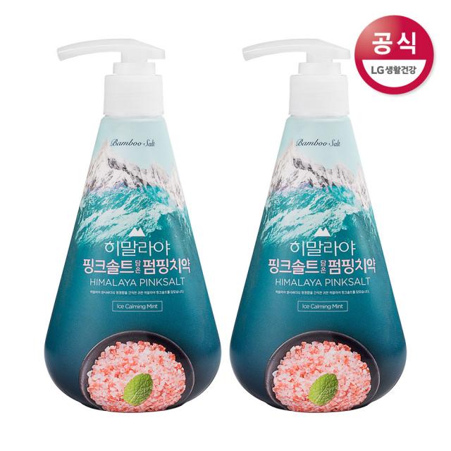 죽염 히말라야핑크솔트 펌핑치약 아이스민트 285gx2개, 285g, 2개