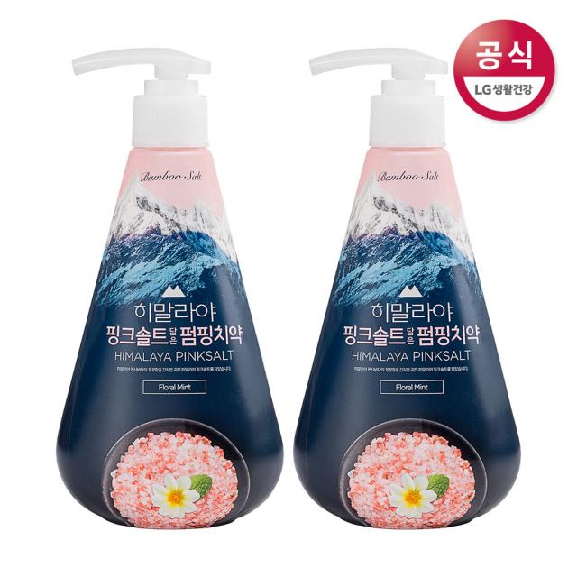 죽염 히말라야핑크솔트 펌핑치약 플로럴민트 285gx2개, 285g, 2개