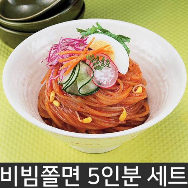 [송학식품] 비빔쫄면 5인분세트 (쫄면사리 5개+비빔소스60g 5개)_각 개별포장, 1세트, 1kg